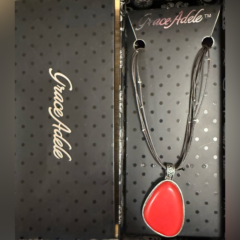 Grace Adele Vibrant Red Pendant Necklace